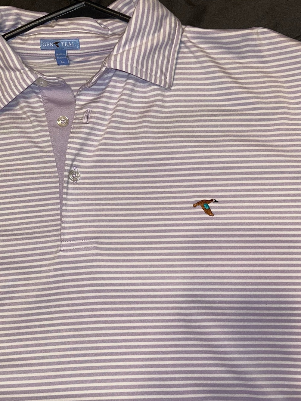 GEN-TEAL Lavender Striped Polo Shirt